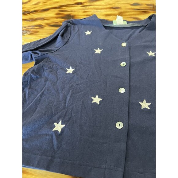 220 Hickory Womens Blue Cardigan Sweater Stars Patriotic Size‎ Large READ - Picture 10 of 12